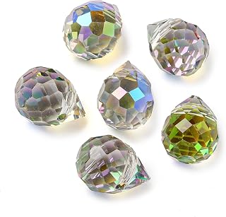 100pcs Electroplated Faceted Teardrop Glass Beads Teardrop Spacer Beads for Jewelry Making Earrings, Bracelets, Necklaces, Dark Sea Green, 11x8mm, Hole: 1.2mm