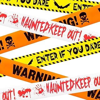 Halloween Decorations, 3inx90ft Caution Tape for Indoor and Outdoor(3 Pcs) | Halloween decor creates spooky zones for haunted houses, doors, yards, hallways, party entrances; easy to hang, wrap, cut.