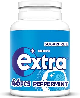 Wrigley's Extra Peppermint Sugar Free Fresh Chewing Gum Bottle 46 Pieces | Perfect For Car Cup Holders, Office Desks, Sugar Free Chewing Gum, Instant Peppermint Freshness, Travel Friendly Xylitol