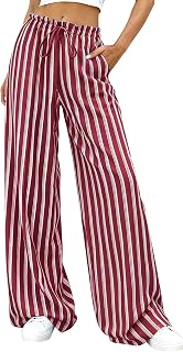 PRETTYGARDEN Pantaloni a palazzo da donna a gamba larga elegante casual a righe Y2K pantaloni larghi a vita alta pantaloni da salotto con tasche
