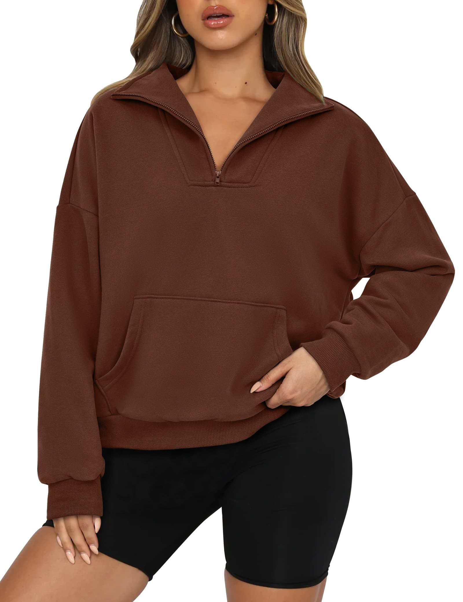 PRETTYGARDEN Felpa corta da donna a maniche lunghe con zip a un quarto 2025 autu