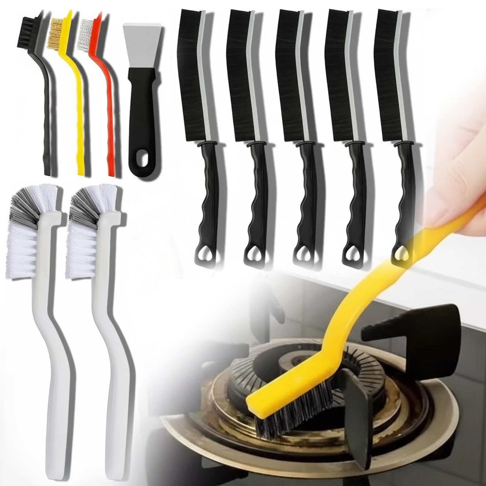 Kitchen Stove Cleaning Brush Set, 11 Pieces Kitchen Stove Cleaning Brush Set for