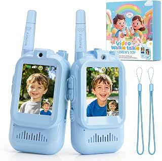 HOTOIQ Video Walkie Talkies for Kids, Rechargeable Walkie Talkies-2 Pack | with HD Camera, Photo & Music Sharing, 4 Voice Effects, Long Range Connection, Kids Toys Ages 3–12 (Blue)