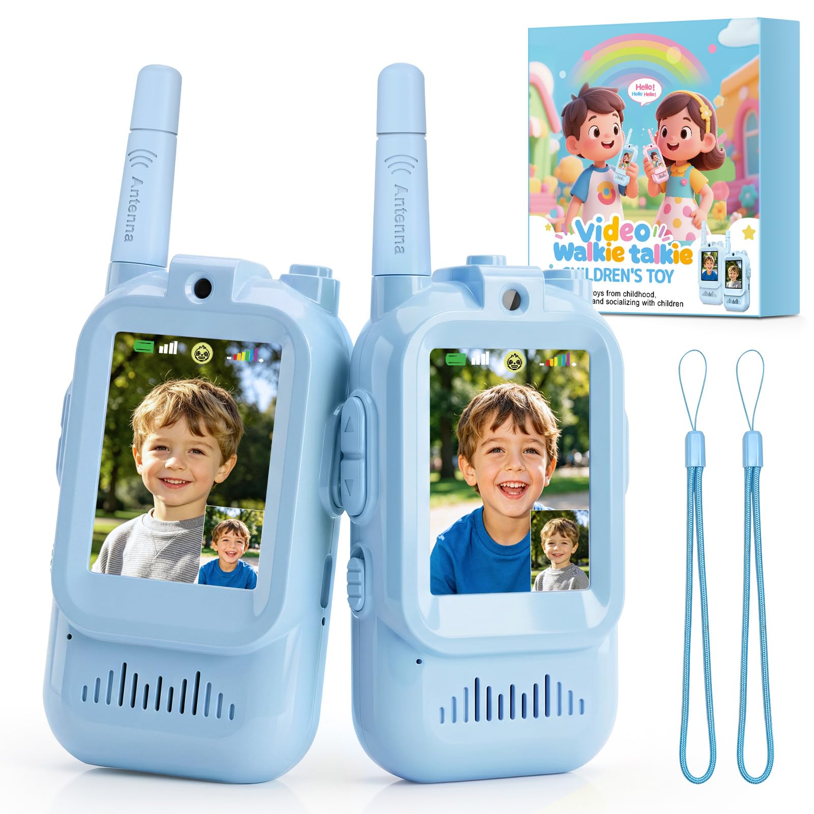 HOTOIQ Video Walkie Talkies for Kids, Rechargeable Walkie Talkies-2 Pack | with 