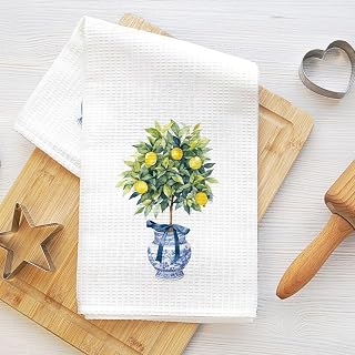 Watercolor Lemon Tree Kitchen Towels 61 x 36 cm, Absorbent Microfiber Porcelain Tea Towels, Honeycomb Tea Towels for Kitchen Home Farmhouse Style Home Home Gifts for Home