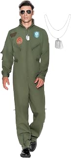 Spooktacular Creations Halloween Flight Suit Men Fighter Pilot Costume Men Adult Dress Up Role Play Cosplay Party