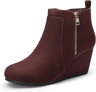 Dream PAIRS Bottines compensées en daim pour femme