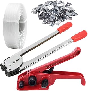 Pallet Packaging Strapping Banding Kit for Packing Shipping and Moving | with Tensioner Tool Sealer, 1/2" x 500' Polypropylene Straps, 50 Metal Seals
