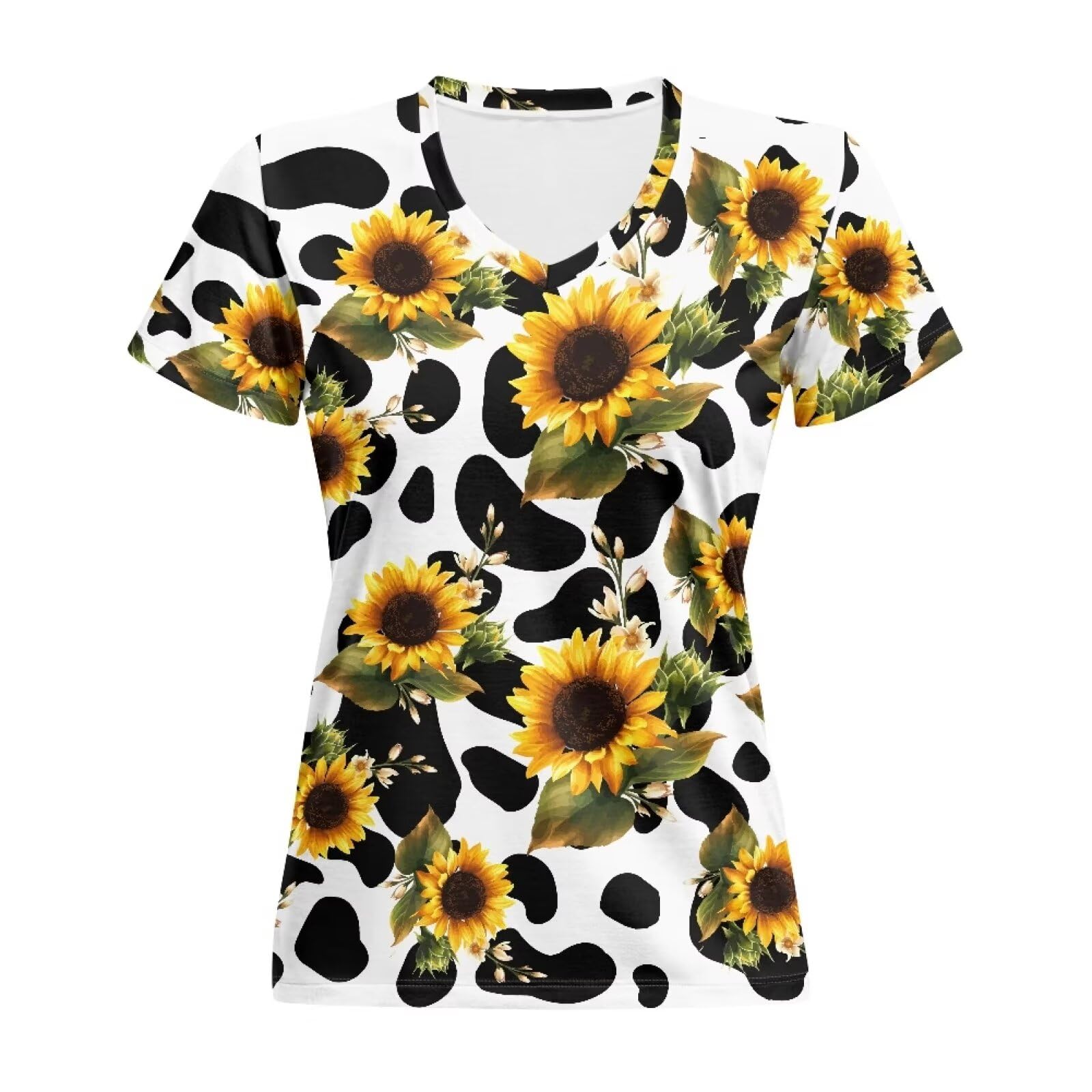 Women Summer Casual Short Sleeve V Neck T Shirts Plus Size Athletic T Shirts Gra