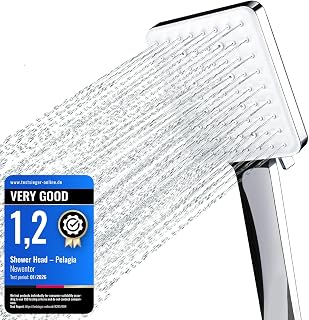 High Pressure Shower Head, Power Shower Head with 6 Modes | Rainfall Large Shower heads for Low Water Pressure, Universal Shower Head for Bathroom, Handheld Shower Head, Silver