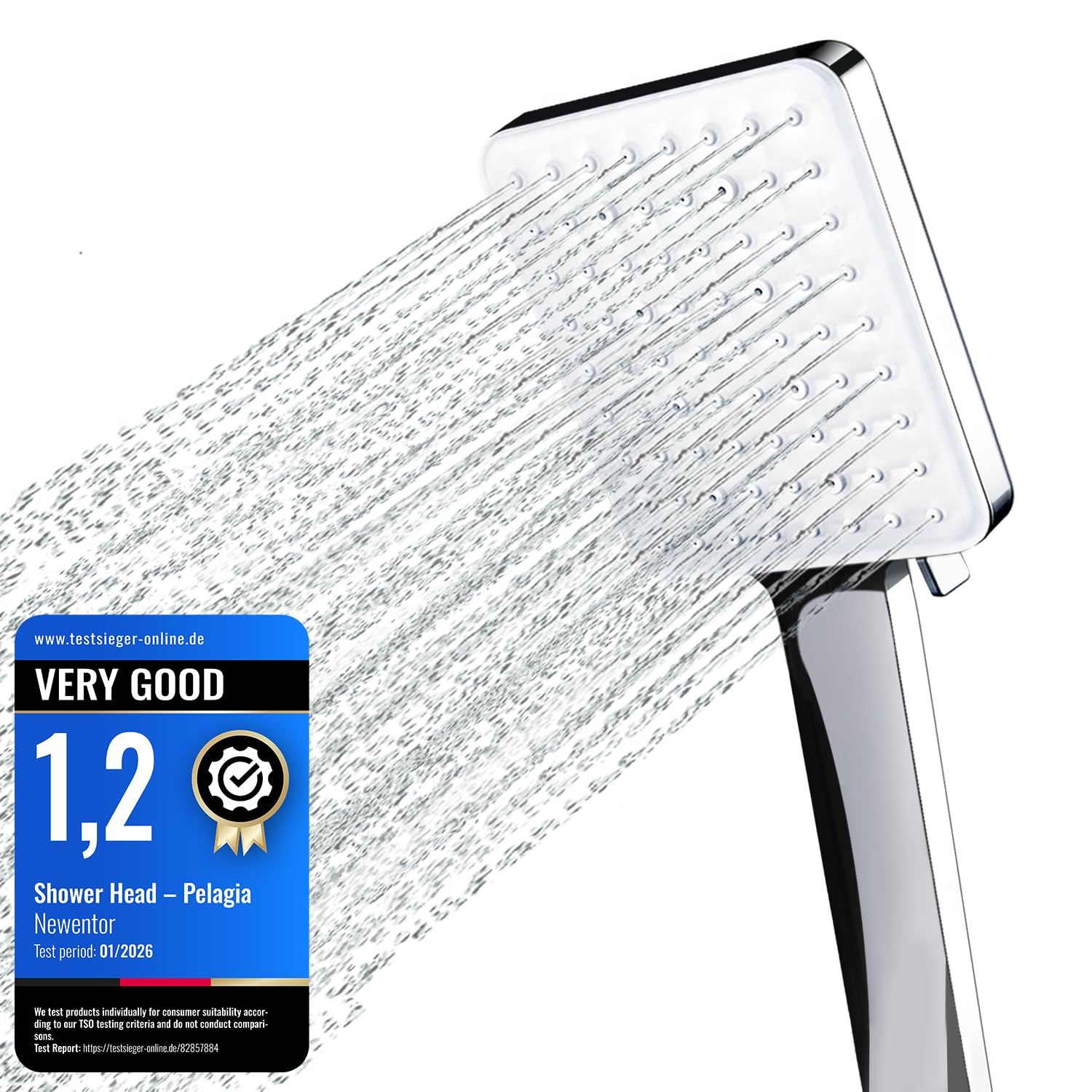 High Pressure Shower Head, Power Shower Head with 6 Modes | Rainfall Large Showe