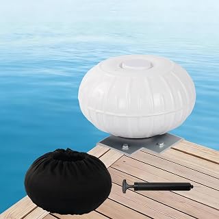 Dock Bumpers Wheel, Dock Corner Bumper Wheel for Docking Pontoon Boat, 12'' Inflatable Dock Fender Wheels,Can Roll Smoothly, Includes Heavy-Duty Hardware, Air Pump and Cover (White, 12 inch diameter)
