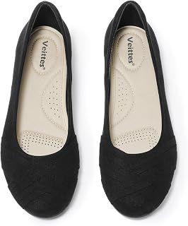 Veittes Women's Wide Width Flat Shoes Dress Ballet Flats