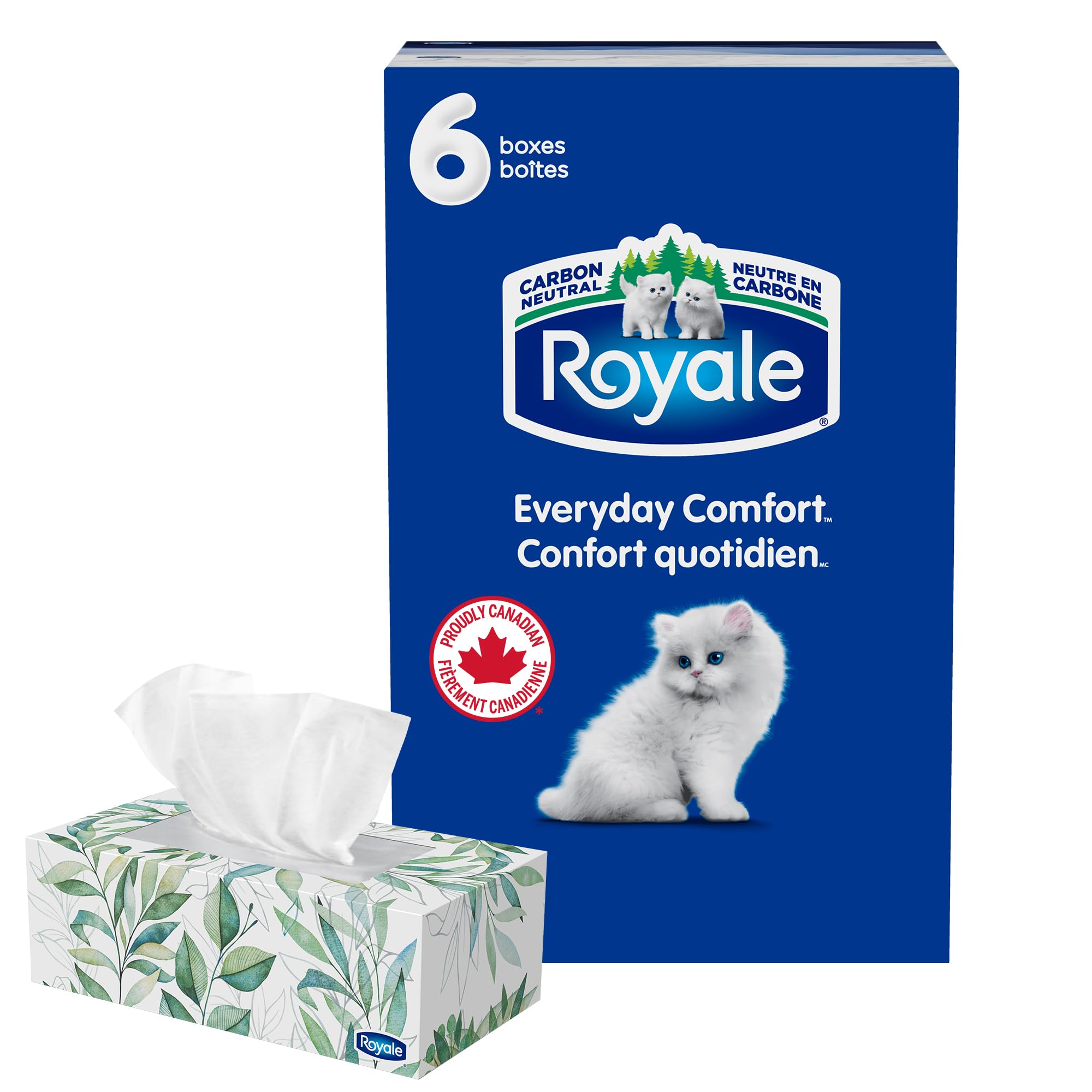 Royale Everyday Comfort Facial Tissue, 6 Boxes, 126 Tissues Per Box