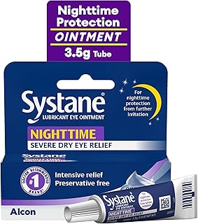 Systane Nighttime Lubricant Dry Eye Relief Ointment, 0.12 oz, Sterile Tube | Overnight Severe Eye Relief, Contains Mineral Oil & Petrolatum, Soothes & Protects, Preservative-Free Formula