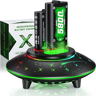 Feirsh Upgraded Rechargeable Battery Pack for Xbox Controller,2x5800mWh Xbox Rechargeable Batteries Pack W/RGB Charger Station,Fast Charging Battery Pack for X Box Series X|S,X-Box One S/X/Elite