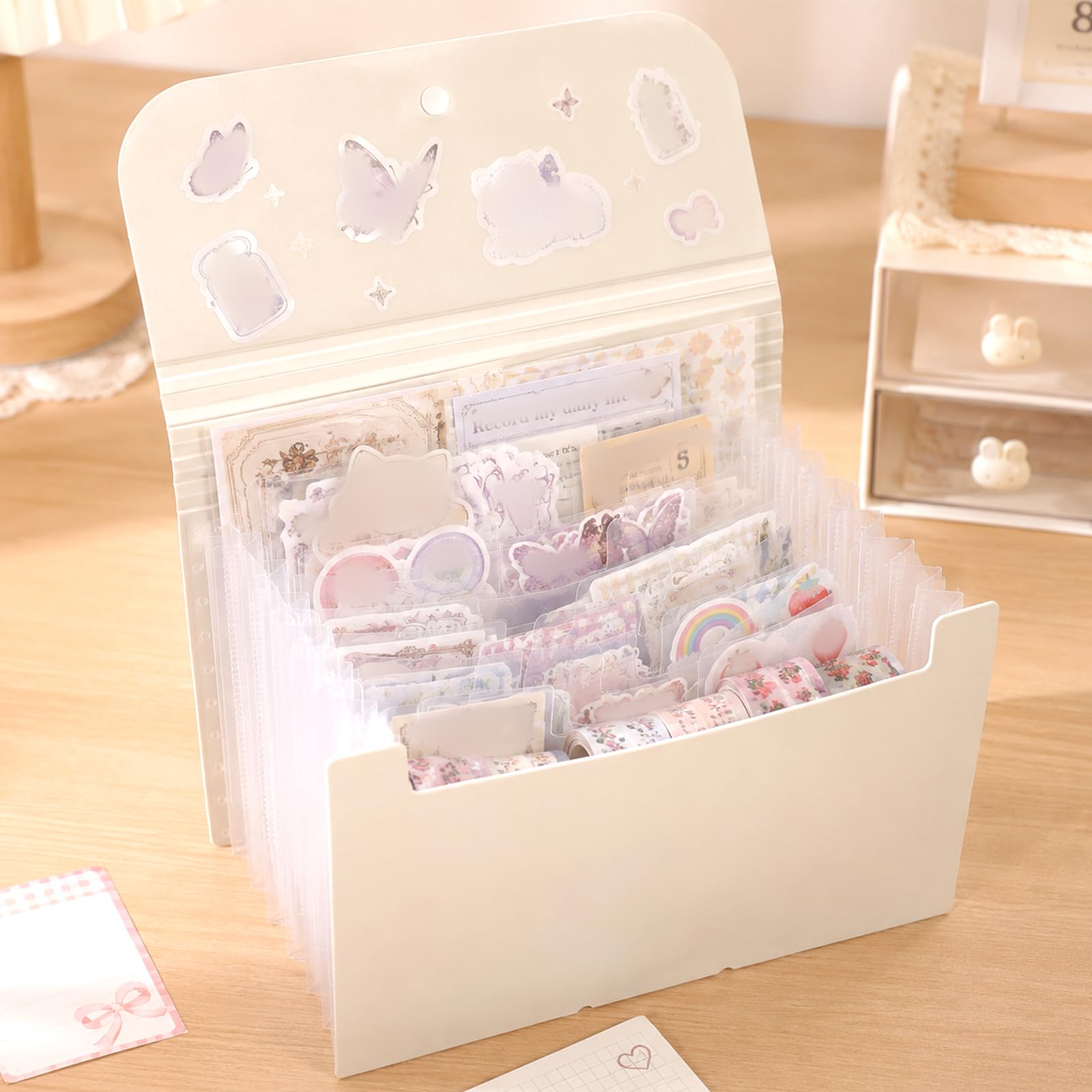Multi-layer Sticker Binder with 7 Expandable Pockets Large Capacity Sticker Orga