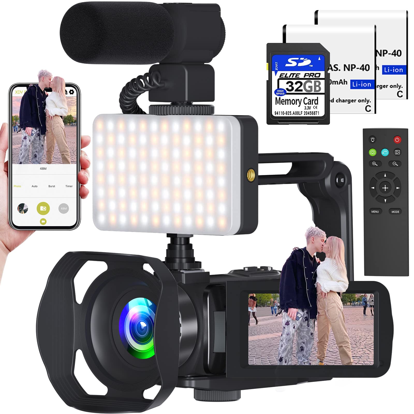 VETEK Video Camera 8k Camcorder 48MP UHD WiFi Vlogging Camera for YouTube | 18X 