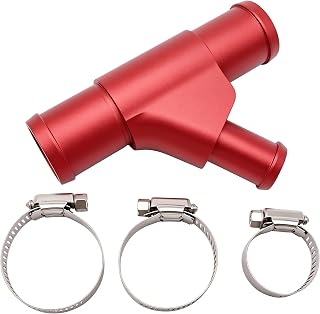 OXCANO Weldless Radiator Coolant Y-Pipe Compatible with Ford F250 F350 F450 F550, Aluminum Excursion Red Coolant Hose Connector Pipe Compatible with E350 E450 Super Duty 6.0L Powerstroke Diesel Engine
