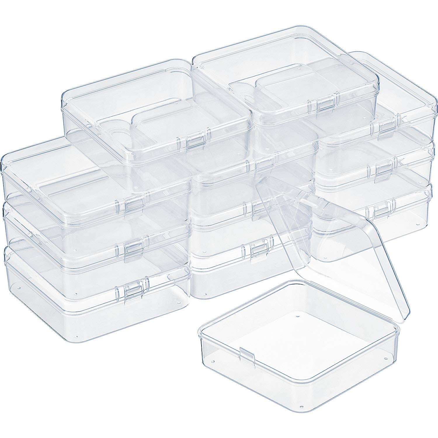 SATINIOR 12 Pack Small Clear Plastic Bead Storage Boxes, 3.3 x 3.3 x 1.2 in | wi