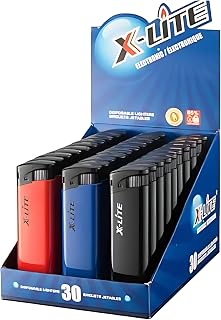 Xlite X-Lite Lighters - Pack of 30 - Multi Purpose Disposable Lighter,Classic Pocket Lighters,Pre-Filled Butane - Assorted colors(colors may vary)