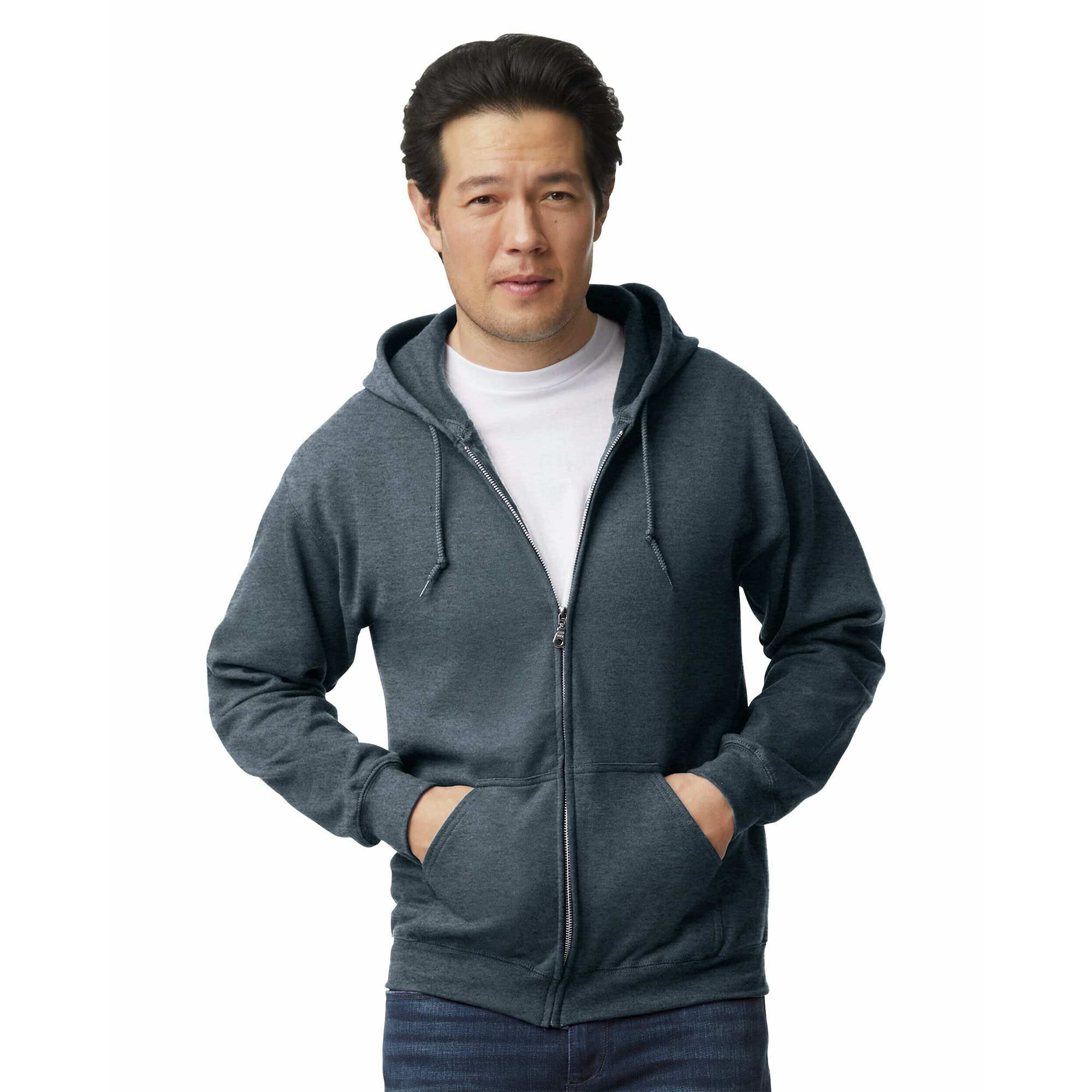 Gildan Men's Fleece Zip Hoodie Sweatshirt, Style G18600, Multipack Shirt (Pack o