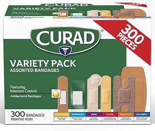 CURAD Assorted Bandages Variety Pack, 300 Count Box, 6 Styles