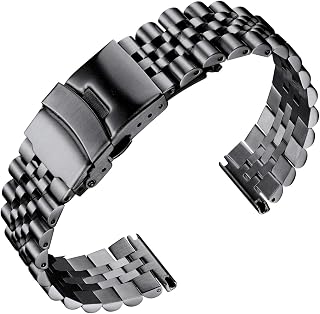 BINLUN Stainless Steel Watch Bands Replacement Metal Watch Straps Bracelet with Durable Butterfly Clasp 18mm 20mm 22mm 24mm 26mm in Black, Silver, Gold, Rose Gold, Gold-Silver for Men and Women