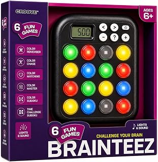 6 in 1 Brain Teasers & Memory Game, 6 Fun Games for Kids, Cool Handheld Toys, Unique Gifts for Teens, Best Activities for Tween Boy, Birthday Gift Ideas for Boys & Girls Ages 6-8 9 10 11 12 + Year Old