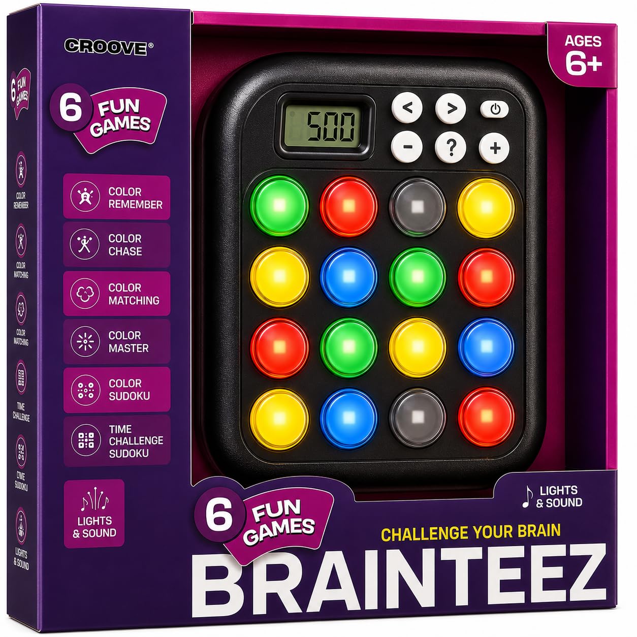 6 in 1 Brain Teasers & Memory Game, 6 Fun Games for Kids, Cool Handheld Toys, Un