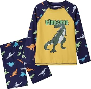 Boy 2 Pieces Rash Guard Sun Protection Long Sleeve Boy Swimsuit 3-12Y
