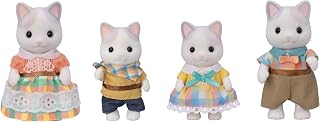 Calico Critters - Latte Cat Family - Collectible Toys & Dollhouse Dolls | Cream-and-coffee toned flocked felines in removable outfits - a warmhearted family for cozy pretend play story time, Ages 3+