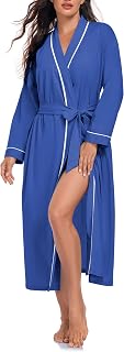 EA'S SECRET 100% Cotton Robes for Women Lightweight Long Kimono Bathrobe Soft Ladies Loungewear with Pockets