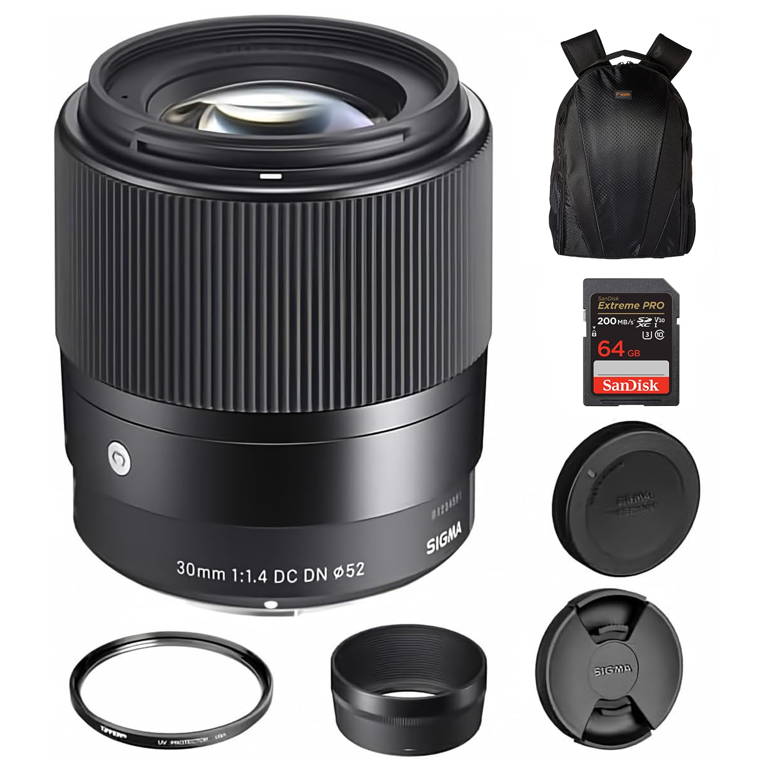 Sigma 30mm f/1.4 DC DN Contemporary Lens for Sony E, Rounded 9-Blade Bundle | Si