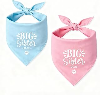 2 Pack Big Sis Dogs Bandanas Baby Announcement Dogs Bandanas 2026 Dog Bandana Pregnancy Announcement Big Sister Bandana for Dog Pet Scarf Accessories for Pet Dog Lovers Gifts (Pink Blue)