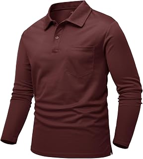 JHMORP Men's Polo Shirts Long Sleeve Quick Dry Outdoor Sport Tennis Running Golf Shirts with Collar Pocket
