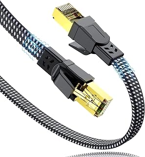 SWECENT CAT8 LAN Cable 1.5m Mesh Braided Ultra-High Speed 40Gbps/2000MHz Compatible Zero Latency Scratch-Resistant RJ45 Connector Shielded Design Wiring Stress-Free Compatible with PS5 Xbox Series X