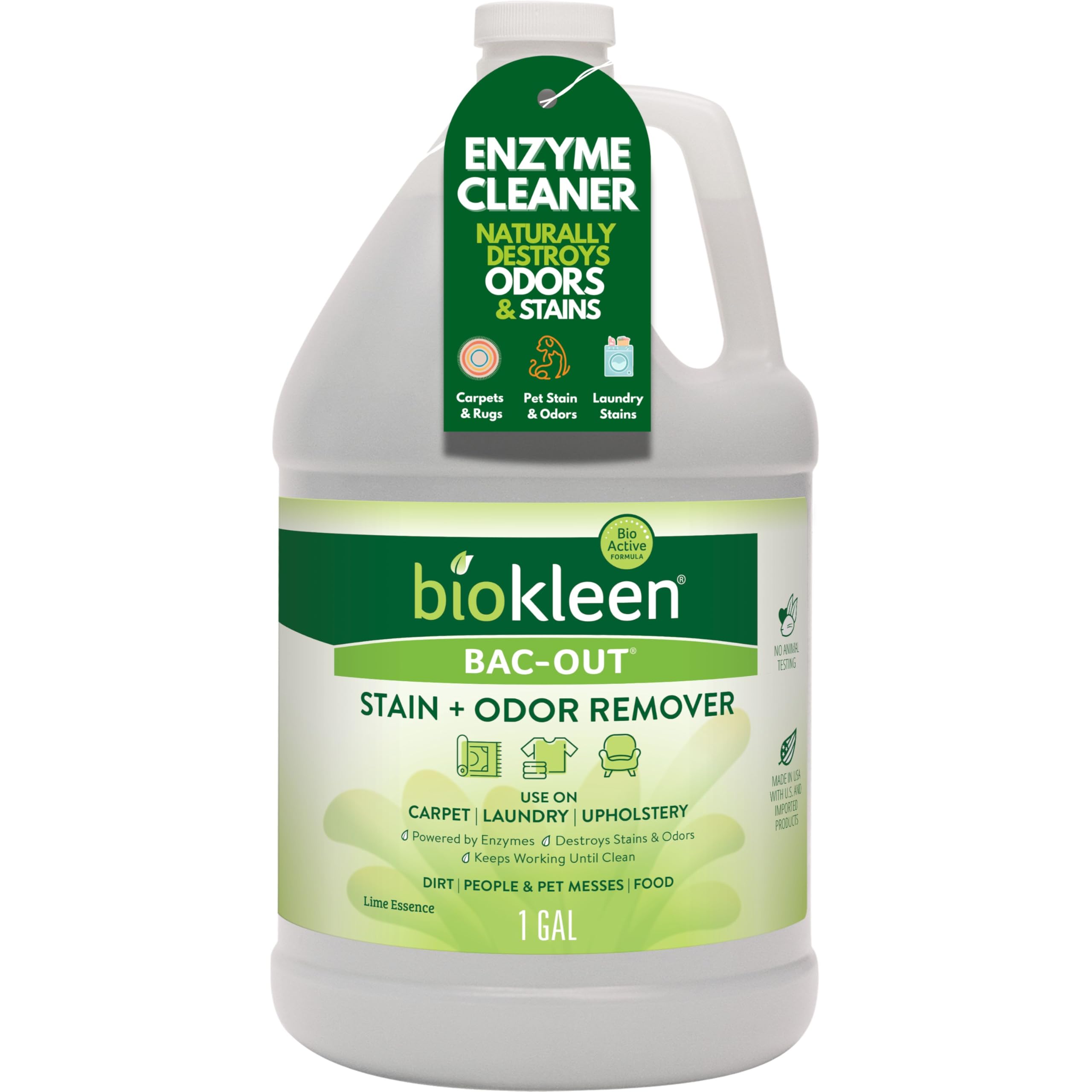 Biokleen Bac Out Enzyme Cleaner, Stain & Pet Odor Eliminator, Lime Scent | Pet S