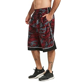 HQUEC Men's 12" Long Basketball Athletic Shorts Below Knee Loose-Fit