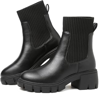 Bravover Womens Ladies Waterproof Slip On Chunky Heel Chelsea Boots Size 3-8