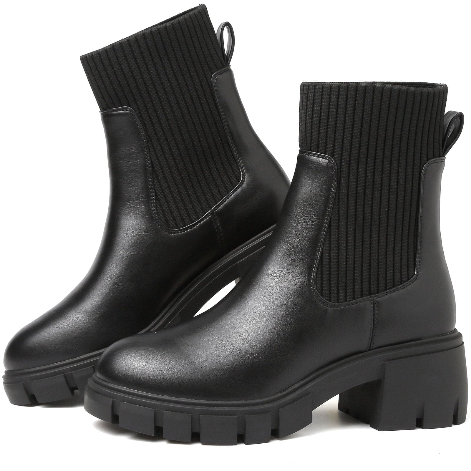 Bravover Womens Ladies Waterproof Slip On Chunky Heel Chelsea Boots Size 3-8