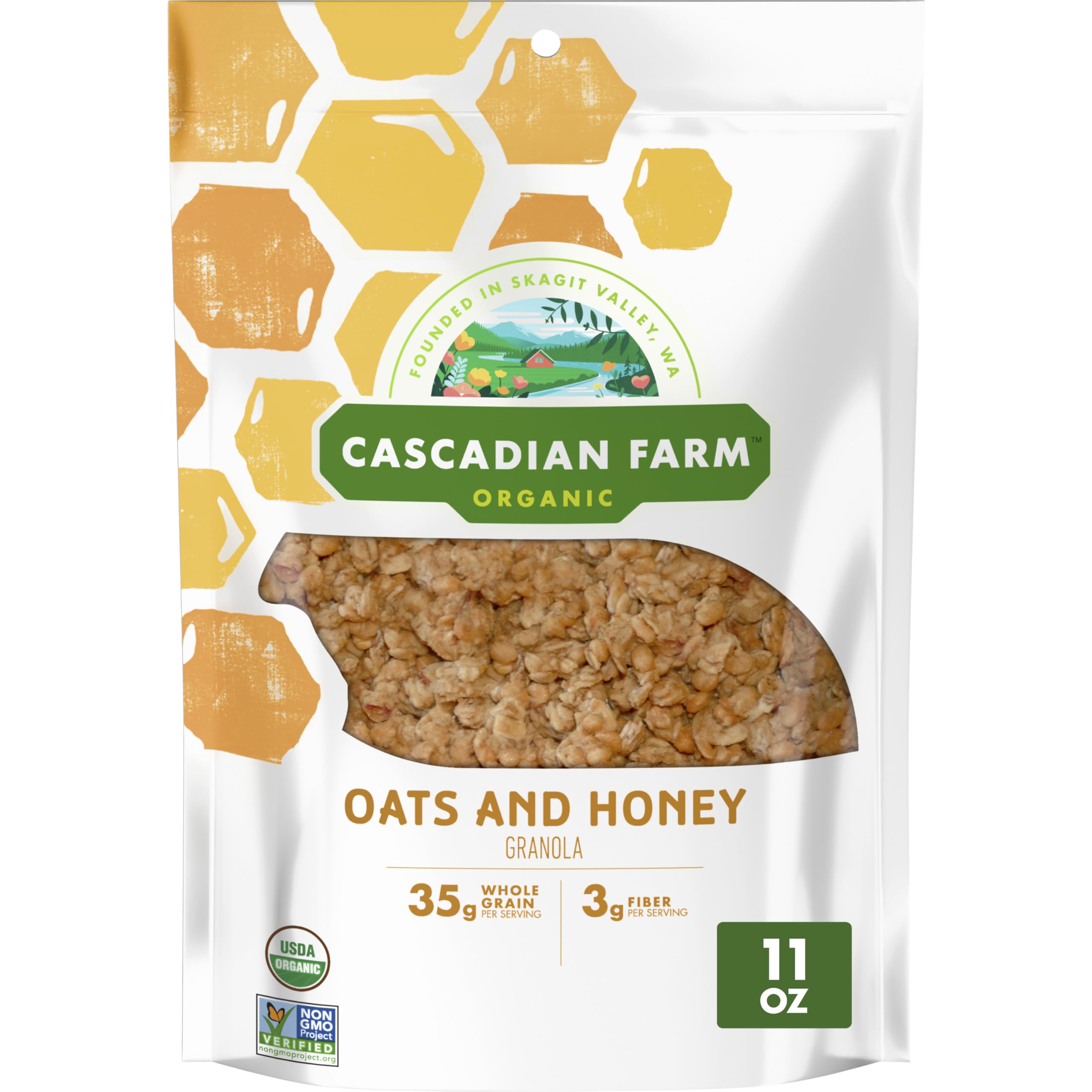 Cascadian Farm Organic Oats and Honey Granola, Resealable Pouch, 11 oz | Whole G
