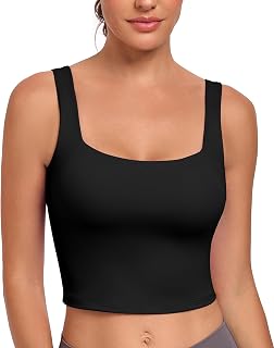 JoyGirl Crop Top Sports Bra Women Square Neck Tank Tops