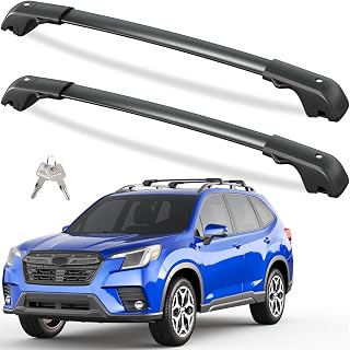 Tuyoung 300lbs Roof Rack Cross Bars for Subaru Forester 2014-2026 | with Raised Side Rails (Not for Wilderness), Lockable Heavy Duty Roof Rails Crossbars Aluminum Rooftop Cargo Luggage