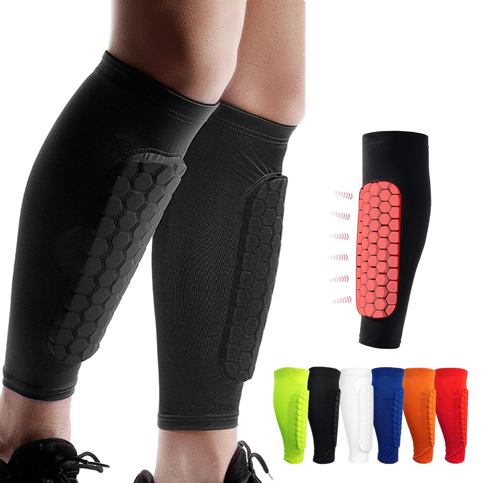 Football Shin Pads Guards for Kids Youth Adult with Honeycomb Pads | Shin Defend