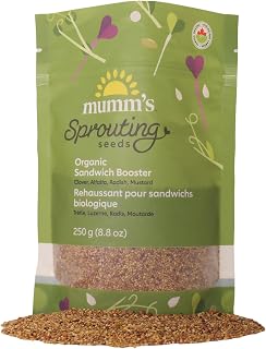 Sandwich Booster Sprouting Seeds, Mumm's | Large Size: 250 Grams | Certified Organic & Non-GMO | Blend of Clover, Alfalfa, Radish & Mustard | High Germination | Wholesome, Delicious & Nutritious