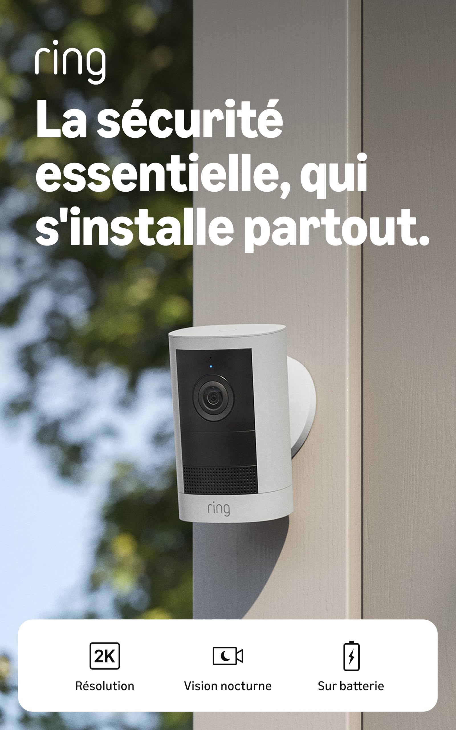 Ring Outdoor Camera 2K, Battery (newest gen), Easy DIY Install, Wide-Angle Retin