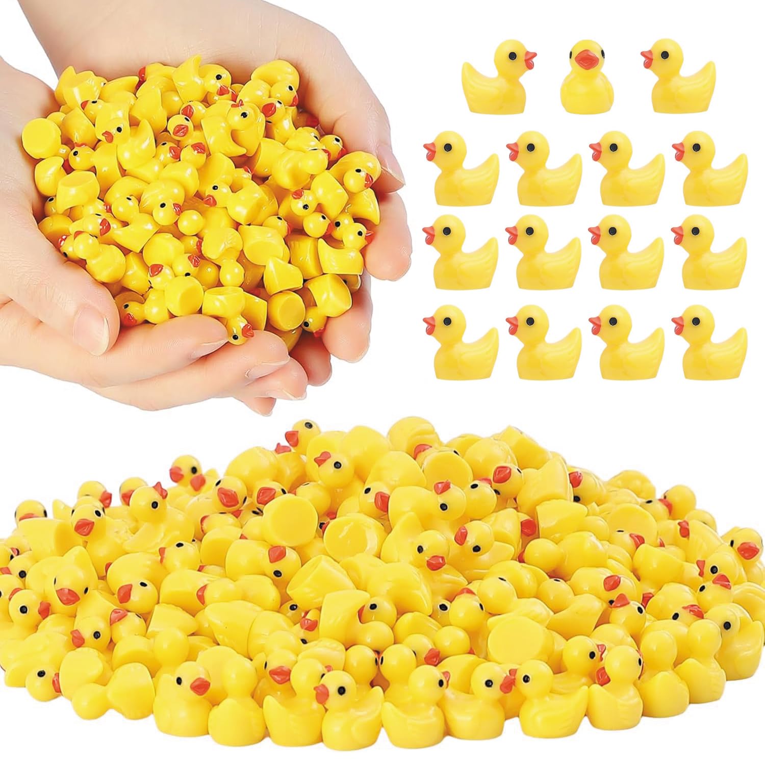 YsesoAi 100Pcs Mini Resin Ducks, Tiny Ducks Figurines Bulk for Miniature Dollhou