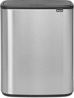 Brabantia Bo Touch Bin - 2 x 30L Inner Buckets (Matt Steel Fingerprint Proof) Large Waste/Recycling Kitchen Bin - Soft-touch