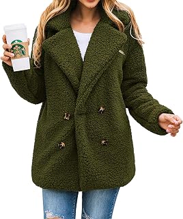 PRETTYGARDEN Women's Fashion Long Sleeve Lapel Zip Faux Shearling Shaggy Oversized Coat Jacket with Pockets Warm Winter